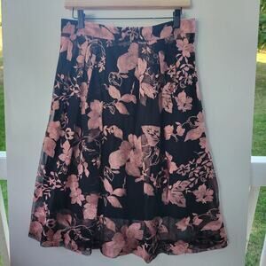 New York and Company Eva Mendez Maddie Skirt Size 8 Lacey Floral Whimsycore Fai